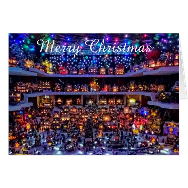 Carte de Noël - Scène de village (Devant horizontal)