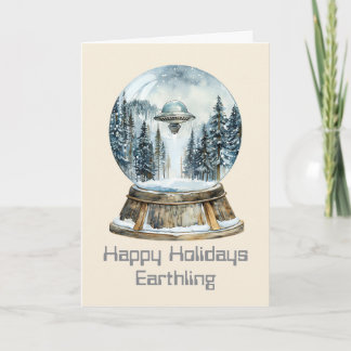 Carte de Noël Scène hivernale OVNI