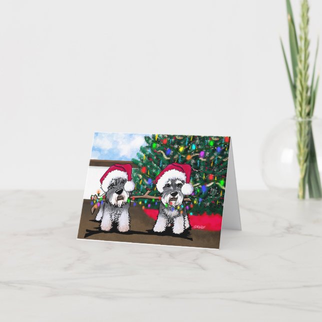 Carte de Noël Schnauzer miniature KiniArt (Devant)