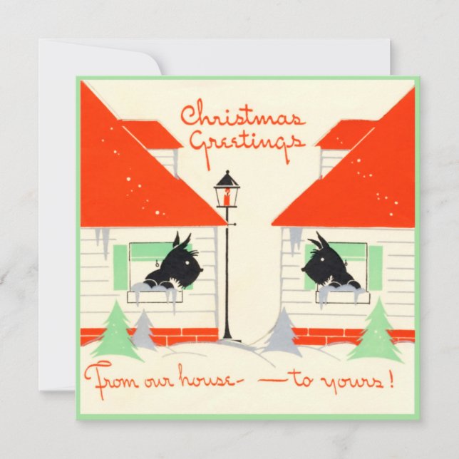 Carte de Noël Scottie Chien vintage (Devant)