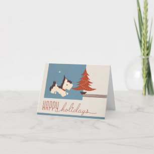 Carte de Noël Scottie Dog des années 1930 vintage