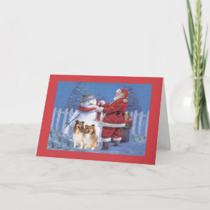 Carte de Noël Shelter Père Noël et Snowman