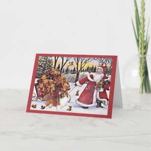 Carte de Noël Shelter Père Noël Ours En Sleigh
