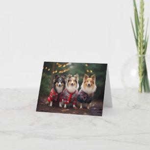 Carte de Noël Shetland Sheepdogs