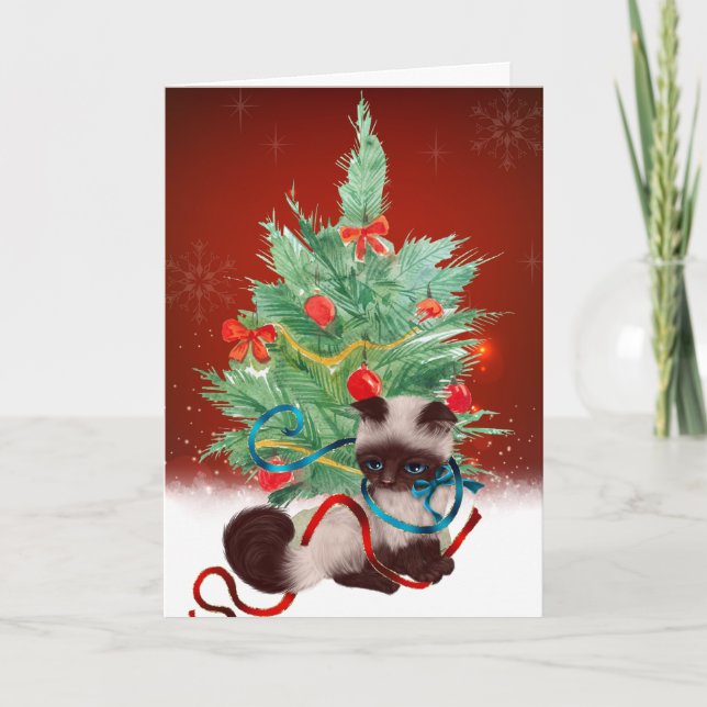 Carte de Noël Siamese Kitten (Devant)