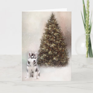 Carte de Noël Sibérienne Husky Puppy
