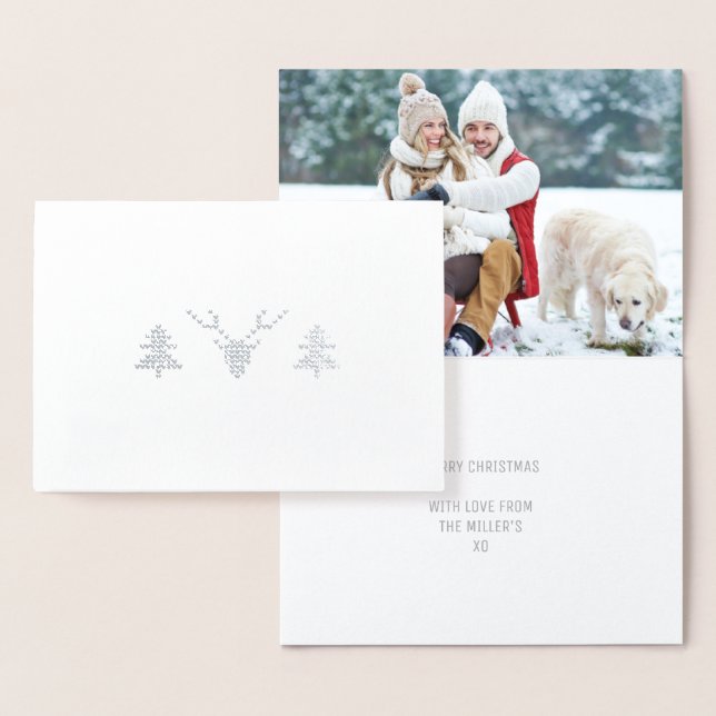 Carte de Noël Silver Foil | Carte photo de vacance (Affichage)