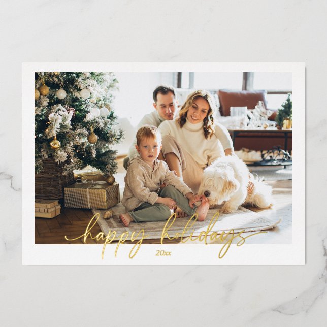 Carte de Noël simple et joyeuse avec photo à motif (Recto)