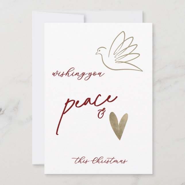 Carte de Noël simple Peace & Love Dove Photo (Devant)