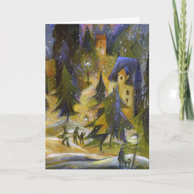 Carte de Noël Ski Village (Devant)