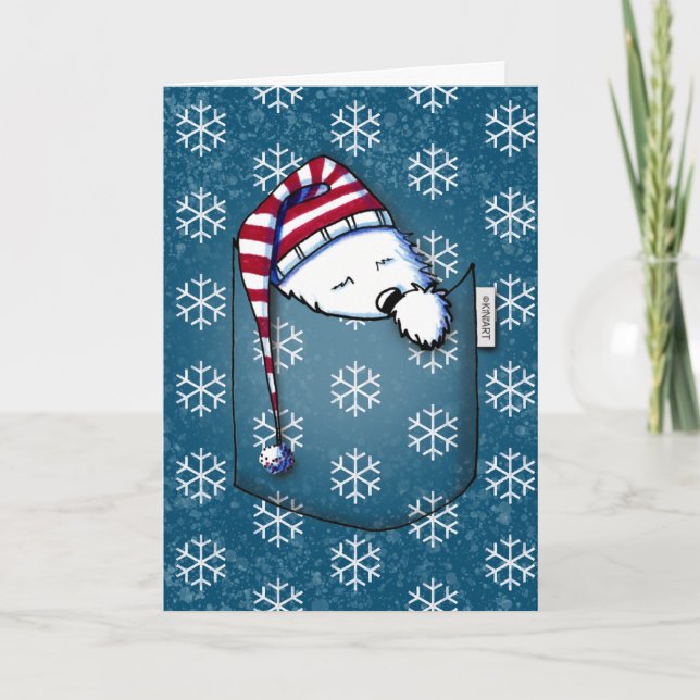 Carte de Noël Sleepy KiniArt Westie (Devant)