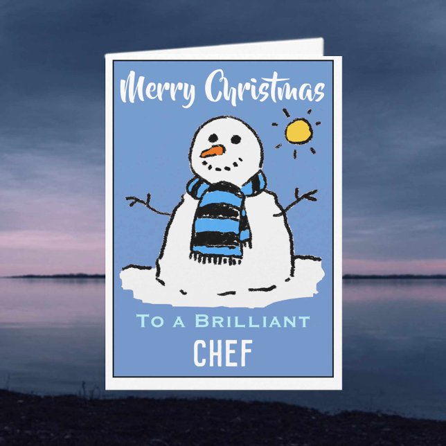 Carte de Noël Snowman amusante pour un chef (Créateur téléchargé)