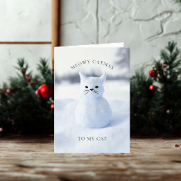Carte de Noël Snowman Cat Meowy Catmas