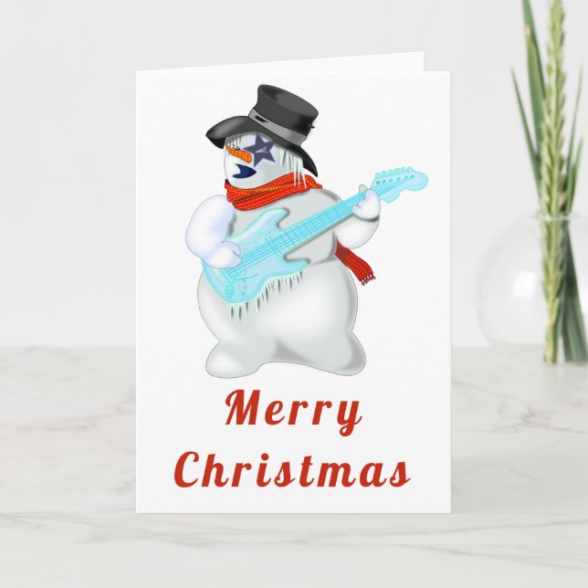 Carte de Noël Snowman musical avec guitare (Devant)