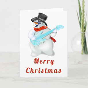 Carte de Noël Snowman musical avec guitare
