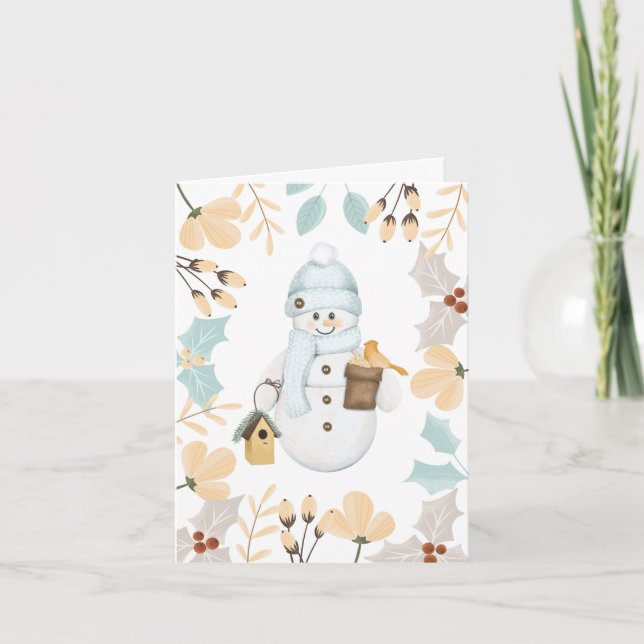 Carte de Noël Snowman | Salutations d'hiver festiv (Devant)