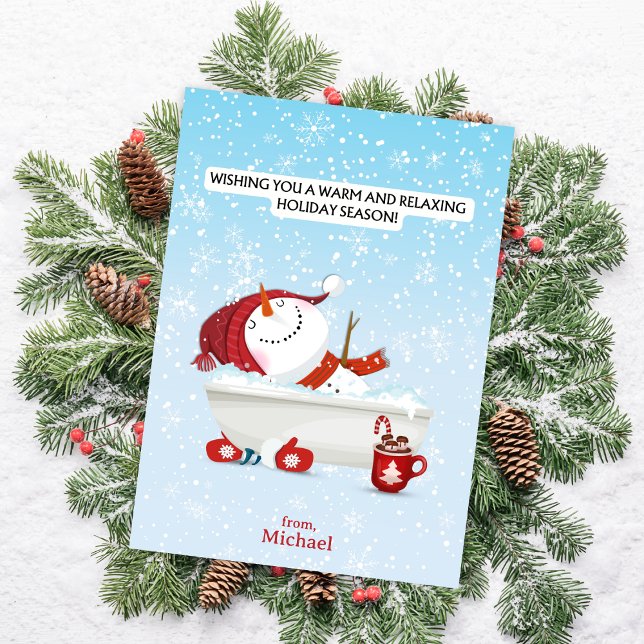 Carte de Noël Snowman Soin (Pair this fun Christmas card with a mug or Starbucks gift card and warm up someone's holiday season.)