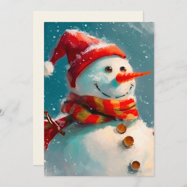 Carte de Noël Snowman Vintage (Devant / Derrière)