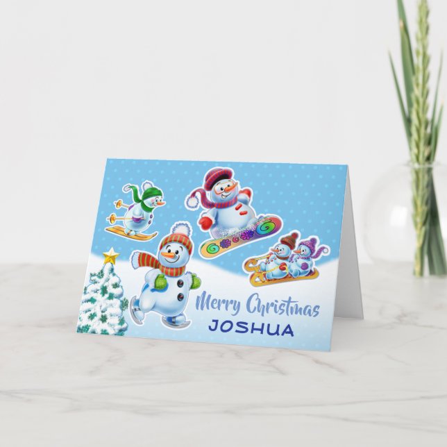 Carte de Noël snowmen carte personnalisée. (Devant)