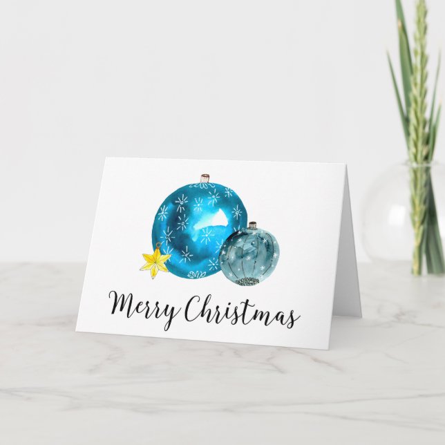 Carte de Noël sobriété ornement aquarelle (Devant)