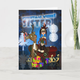 Carte de Noël Soeur Gothique, H.I.P. Et Reindeer