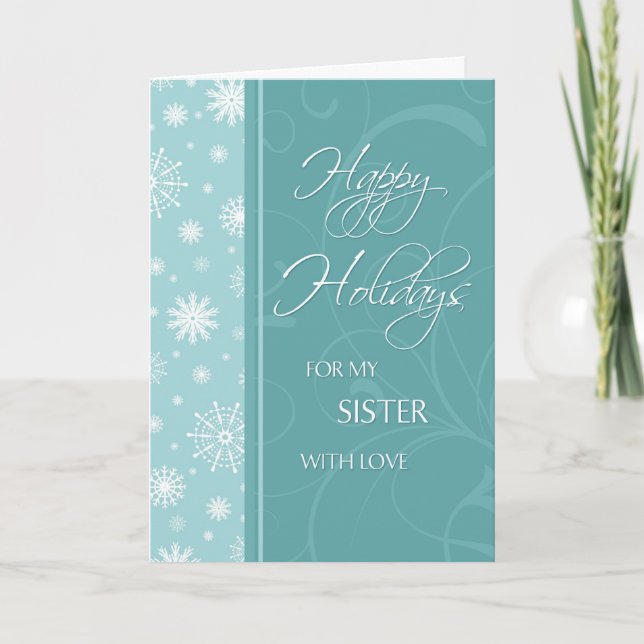 Carte de Noël Soeur Turquoise Happy Holidays (Devant)