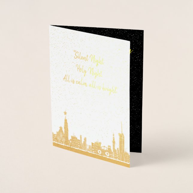 Carte de Noël Soirée Silencieuse Carol Feuille de  (Devant)