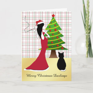 Carte de Noël sophistiquée avec femme