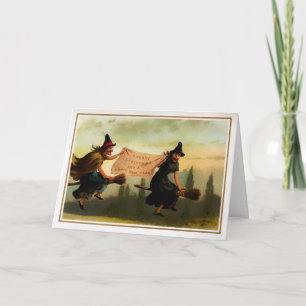 Carte de Noël sorcière vintage