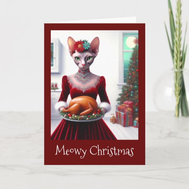 Carte de Noël | Sphynx Chat Lady Xmas Turquie (Devant)