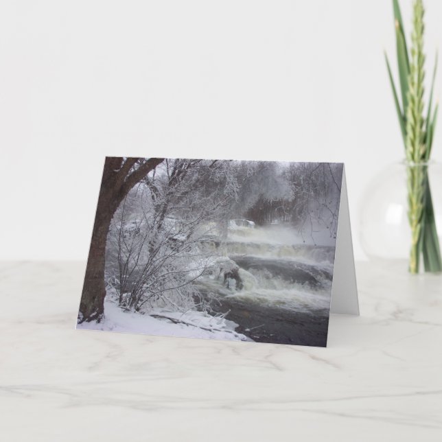 Carte de Noël spirituelle de cascade majestueuse (Devant)