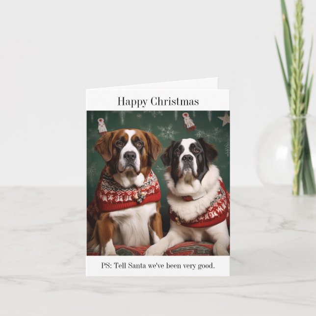 Carte de Noël St Bernard Dogs (Devant)