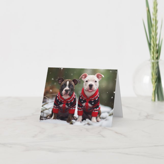 Carte de Noël Staffordshire Bull Terriers (Devant)