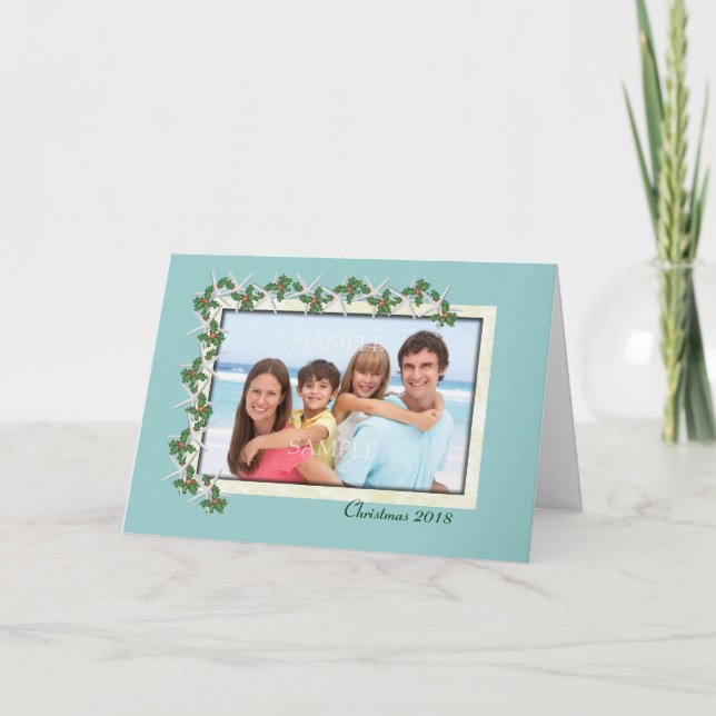 Carte de Noël Starfish et Holly Tropical (Devant)