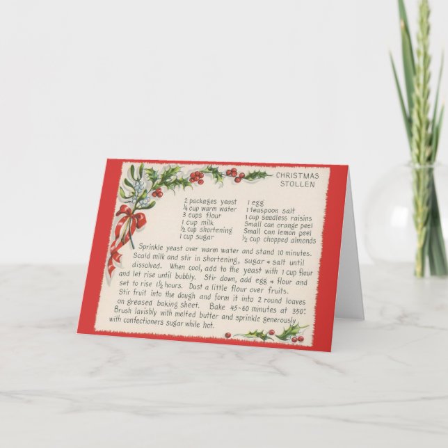 Carte de Noël Stollen Recette Vintage (Devant)