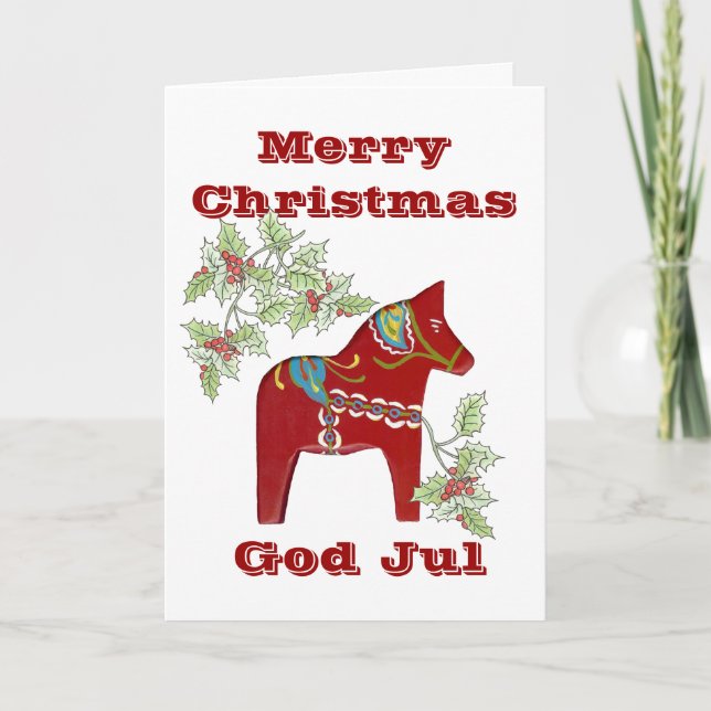 Carte de Noël suédoise Dala Horse (Devant)