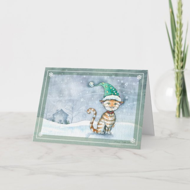 Carte de Noël Tabby Cat par Molly Harrison (Devant)