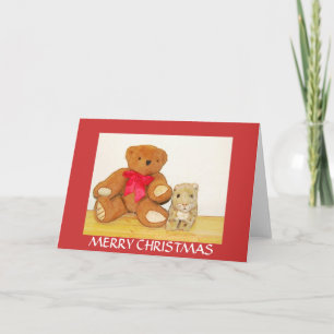 Carte de Noël Teddy Bear et Lion Cub