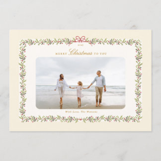 carte de noël traditionnelle avec ruban botanique