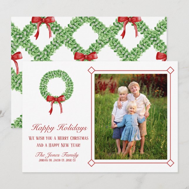 Carte de Noël traditionnelle Garland (Devant / Derrière)
