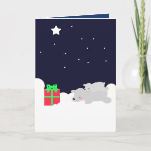 Carte de Noël très mignonne Ours et étoiles polair