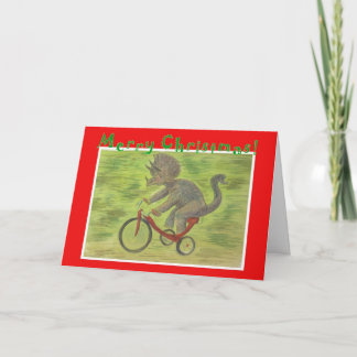 Carte de Noël Triceratops Tricycle