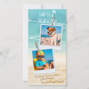 Carte de Noël Tropical Holiday 2-Photo Beach
