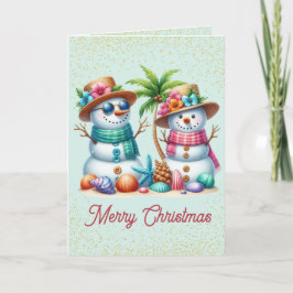 Carte de Noël Tropical Snowmen