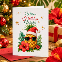 Carte de Noël Tropicale à l'Ananas | Vœux Chaleure