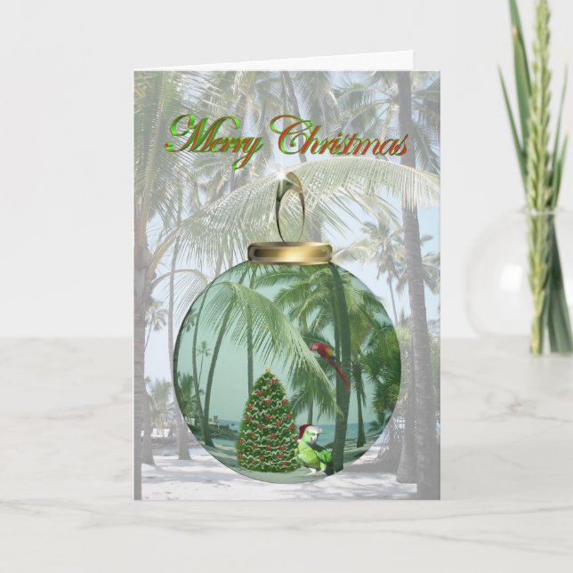 Carte de Noël tropicale d'oiseau (Devant)