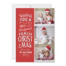 Carte de Noël typographique Trois photos