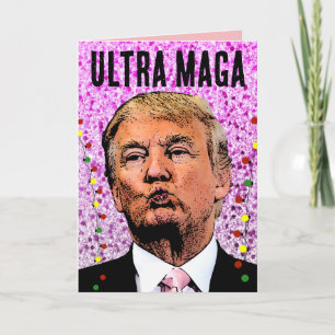 CARTE DE NOËL ULTRA MAGA TRUMP PAILLETTE BISOU