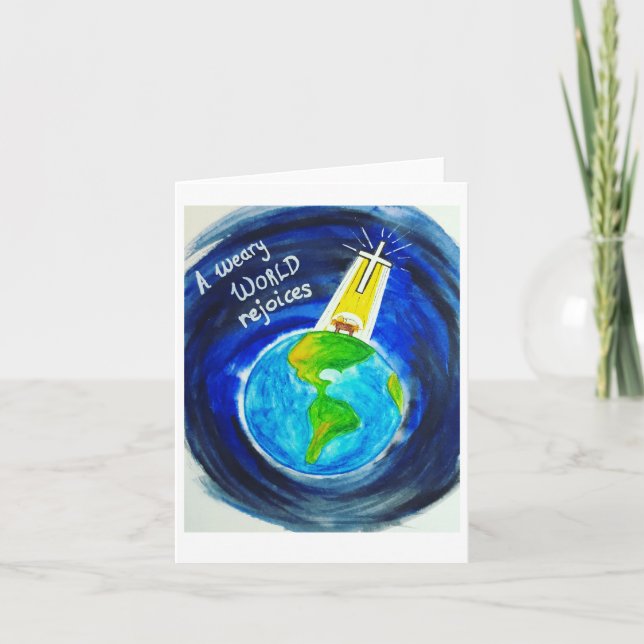 Carte de Noël - Un monde fatigué se délecte (Devant)