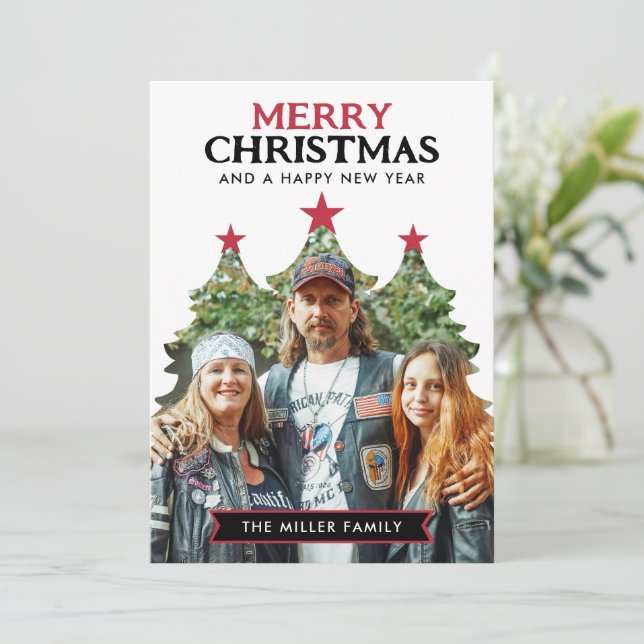 Carte de Noël unique avec photo et calendrier 2025 (Debout devant)